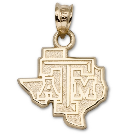 Texas A & M Aggies 1/2" "ATM" State Pendant - 10KT Gold Jewelry
