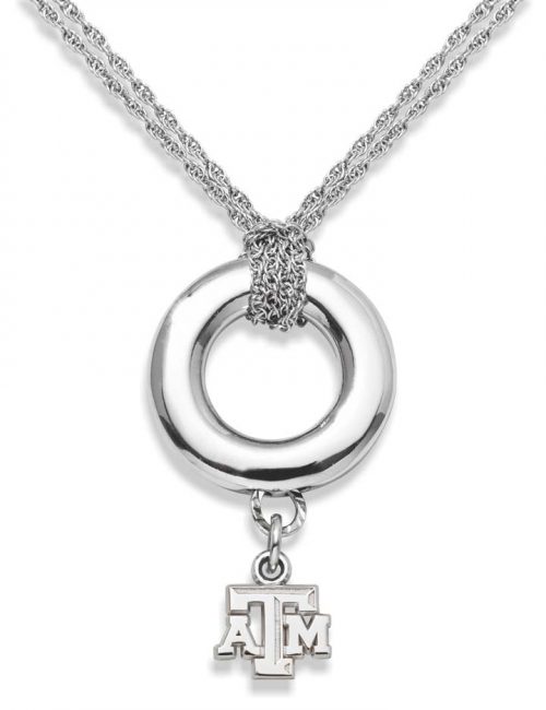 Texas A & M Aggies 3/8" "ATM" Sterling Silver Halo Necklace