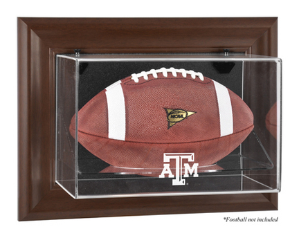 Texas A & M Aggies Brown Framed Wall Mountable Logo Football Display Case