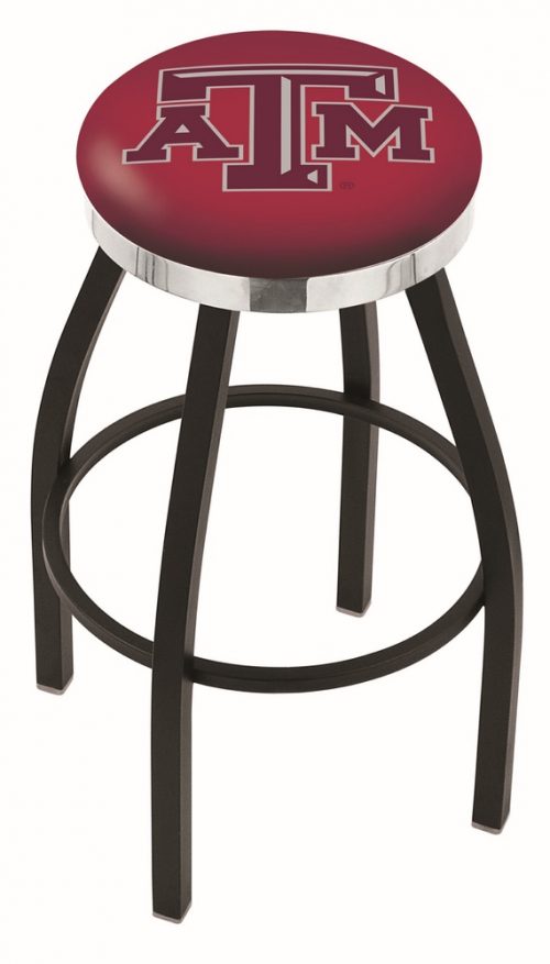 Texas A & M Aggies (L8B2C) 25" Tall Logo Bar Stool by Holland Bar Stool Company (with Single Ring Swivel Black Solid Welded Base)