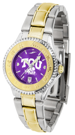 Texas Christian Horned Frogs Competitor AnoChrome Ladies Watch with Two-Tone Band