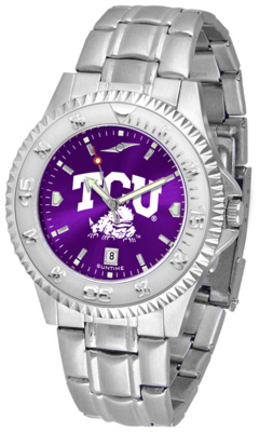 Texas Christian Horned Frogs Competitor AnoChrome Men's Watch with Steel Band