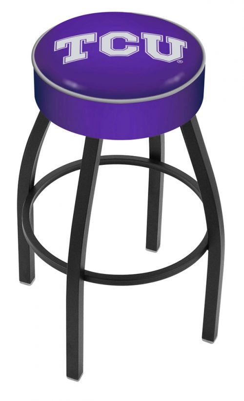 Texas Christian Horned Frogs (L8B1) 25" Tall Logo Bar Stool by Holland Bar Stool Company (with Single Ring Swivel Black Solid Welded Base)