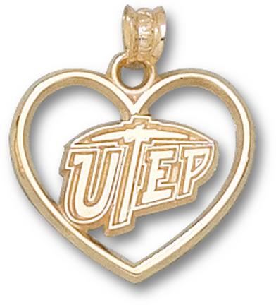 Texas (El Paso) Miners "UTEP and Heart" Pendant - 10KT Gold Jewelry