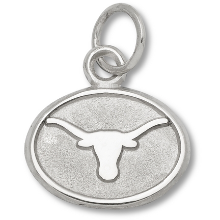 Texas Longhorns 1/4" Oval "Longhorn" Charm - 14KT White Gold Jewelry