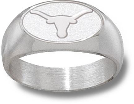 Texas Longhorns Oval "Longhorn" 3/8" Men's Ring - Sterling Silver Jewelry (Size 10 1/2)