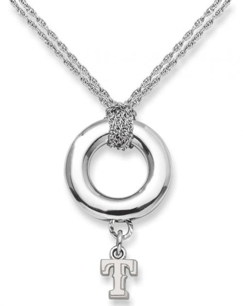 Texas Rangers 3/8" Logo Sterling Silver Halo Necklace