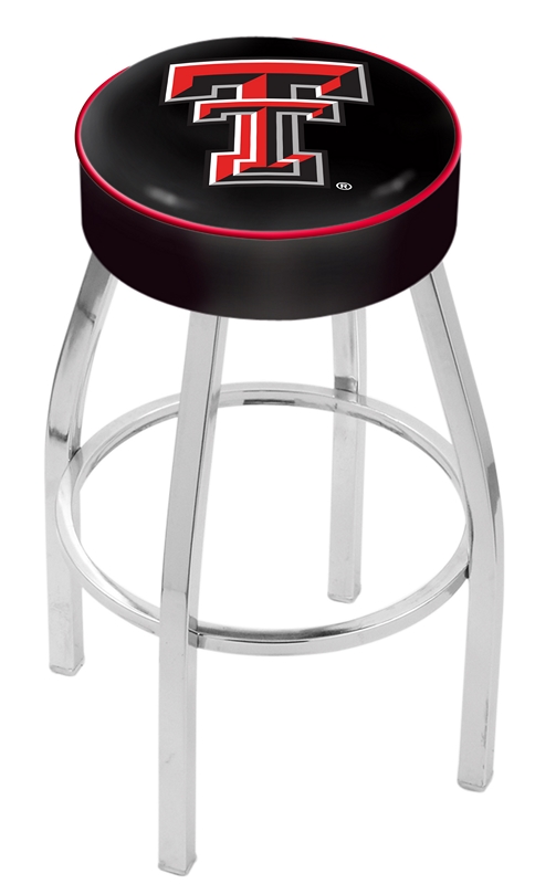 Texas Tech Red Raiders (L8C1) 30" Tall Logo Bar Stool by Holland Bar Stool Company (with Single Ring Swivel Chrome Solid Welded Base)