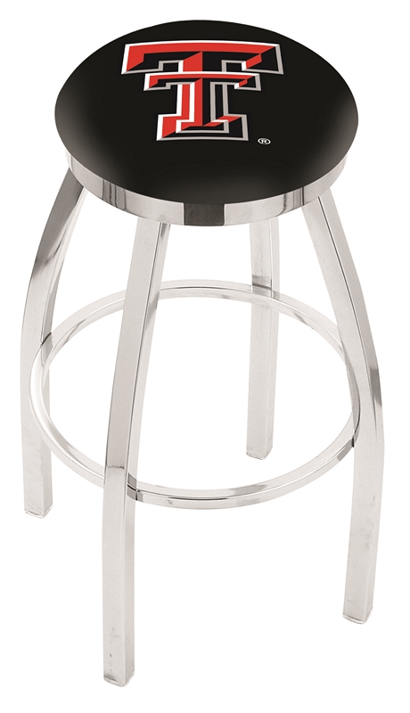 Texas Tech Red Raiders (L8C2C) 25" Tall Logo Bar Stool by Holland Bar Stool Company (with Single Ring Swivel Chrome Solid Welded Base)