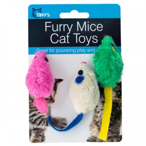 Tinys KL19555 Furry Mice Cat Toys Set
