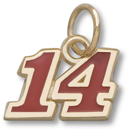 Tony Stewart #14 5/16" Red Enameled Charm - 14KT Gold Jewelry