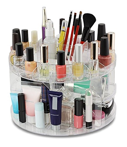 Total Vision 12010718 Cosmetics Acrylic Carousel Makeup & Jewelry Organizer Clear