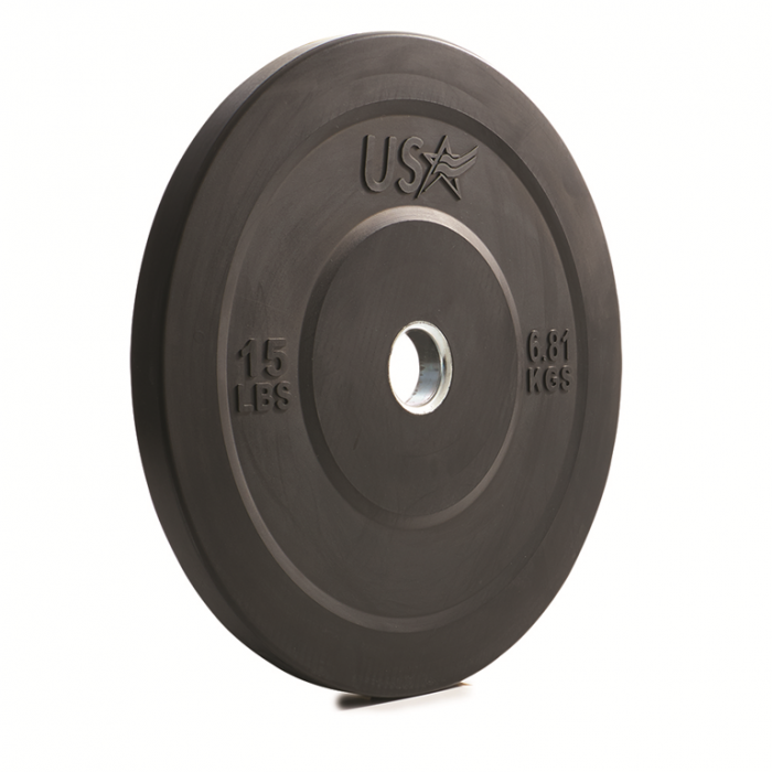 Troy Barbell GBO-015SBP 15 lbs USA Rubber Bumper Plate Black