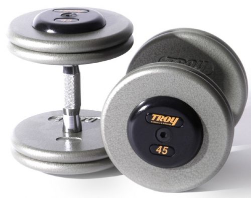 Troy Barbell HFD-020R Pro-Style Dumbbells - Gray Plates And Rubber End Caps - 20 Pounds Each - Sold as Pairs