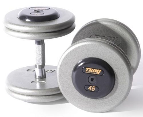 Troy Barbell HFDC-015R Pro-Style Fix Dumbbells With Gray Plates And Rubber End Cap - 15 Pounds - Sold as Pairs