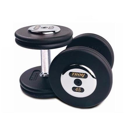 Troy Barbell PFD-065C Black Troy Pro-Style Cast dumbbells - Chrome endplates - 65 lbs. - Sold as Pairs