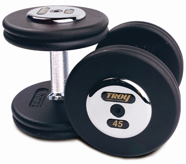 Troy Barbell PFD-32.5C Black Troy Pro-Style Cast dumbbells - Chrome endplates - 32.5 lbs. - Sold as Pairs