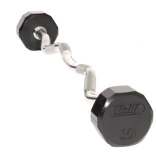 Troy Barbell TZB-020R 12-Sided Rubber Encased Ez-Curl Contoured Barbell - 20 Pounds