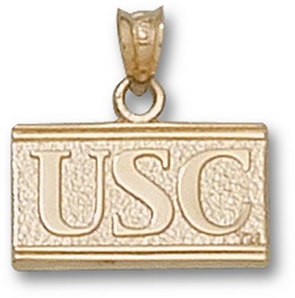USC Trojans New Square Block "USC" Pendant - 10KT Gold Jewelry
