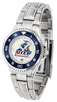 UTEP Texas (El Paso) Miners Competitor Ladies Watch with Steel Band