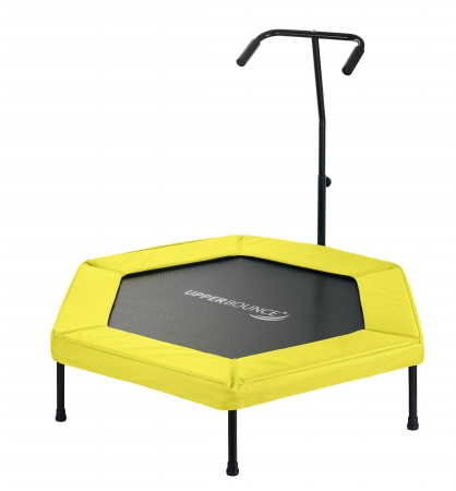 Upper Bounce UBG-HX50-YL 50 in. Hexagonal Fitness Mini-Trampoline T-Shaped Adjustable Hand Rail & Bungee Cord Suspension - Yellow