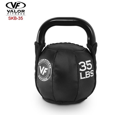 Valor Fitness SKB-35 Soft Kettlebell 35 lbs - Black & PVC Leather