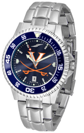 Virginia Cavaliers Competitor AnoChrome Men's Watch with Steel Band and Colored Bezel
