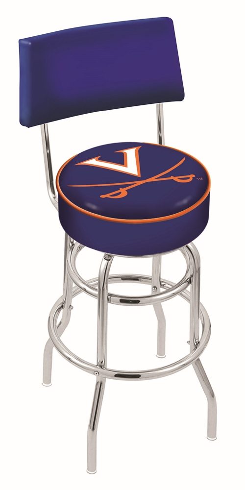 Virginia Cavaliers (L7C4) 30" Tall Logo Bar Stool by Holland Bar Stool Company (with Double Ring Swivel Chrome Base and Chair Seat Back)