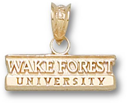 Wake Forest Demon Deacons Bar "Wake Forest University" Pendant - 10KT Gold Jewelry