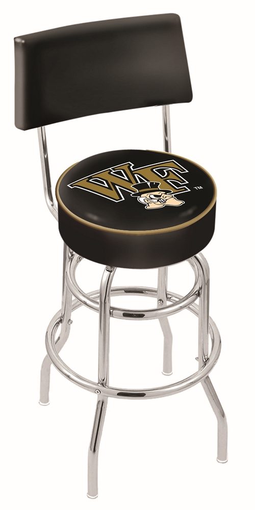 Wake Forest Demon Deacons (L7C4) 25" Tall Logo Bar Stool by Holland Bar Stool Company (with Double Ring Swivel Chrome Base and Chair Seat Back)