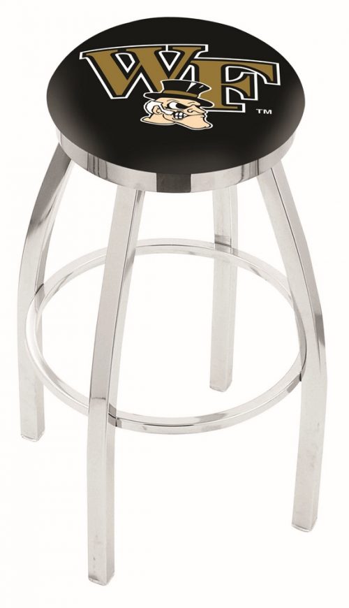 Wake Forest Demon Deacons (L8C2C) 25" Tall Logo Bar Stool by Holland Bar Stool Company (with Single Ring Swivel Chrome Solid Welded Base)