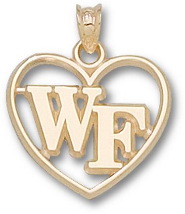 Wake Forest Demon Deacons "WF" Heart Pendant - 10KT Gold Jewelry