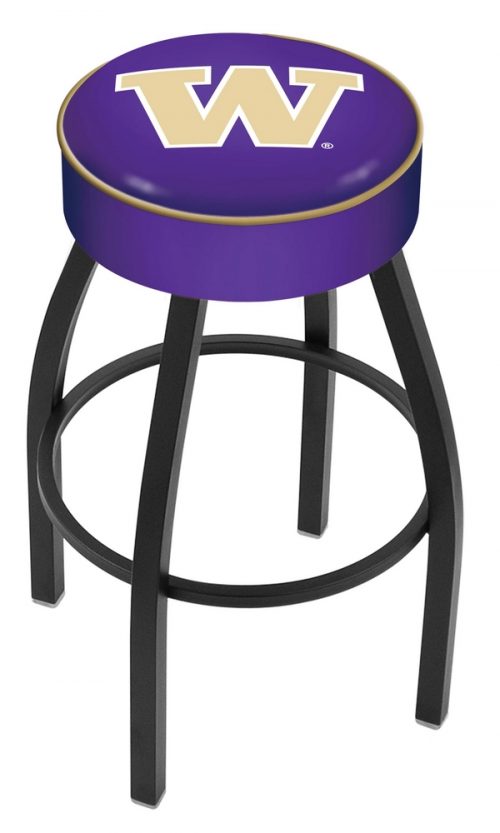Washington Huskies (L8B1) 30" Tall Logo Bar Stool by Holland Bar Stool Company (with Single Ring Swivel Black Solid Welded Base)