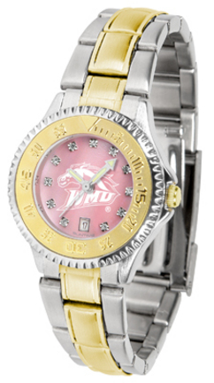Western Michigan Broncos Competitor Ladies Watch with Mother of Pearl Dial and Two-Tone Band