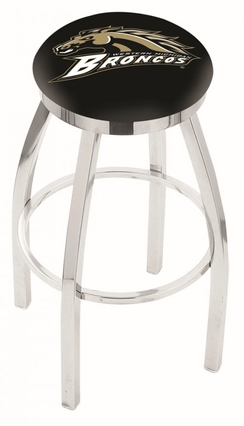 Western Michigan Broncos (L8C2C) 30" Tall Logo Bar Stool by Holland Bar Stool Company (with Single Ring Swivel Chrome Solid Welded Base)