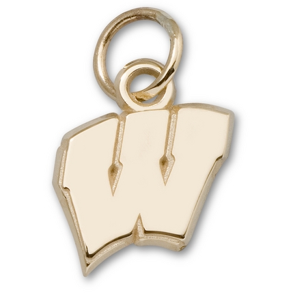 Wisconsin Badgers 3/8" New Motion "W" Charm - 14KT Gold Jewelry