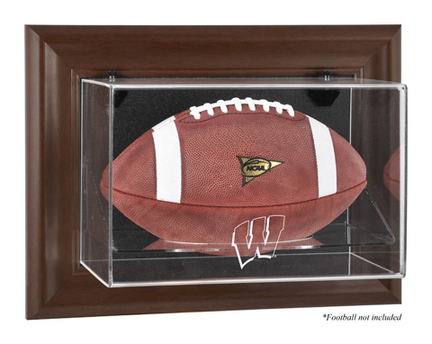 Wisconsin Badgers Brown Framed Wall Mountable Logo Football Display Case