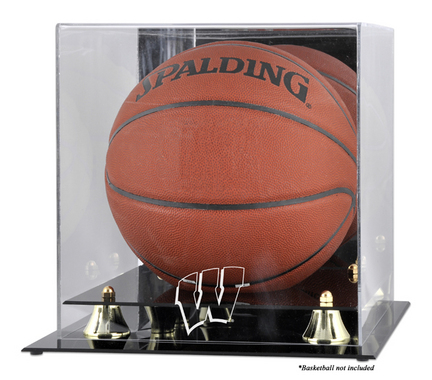 Wisconsin Badgers Golden Classic Logo Basketball Display Case with Mirror Back
