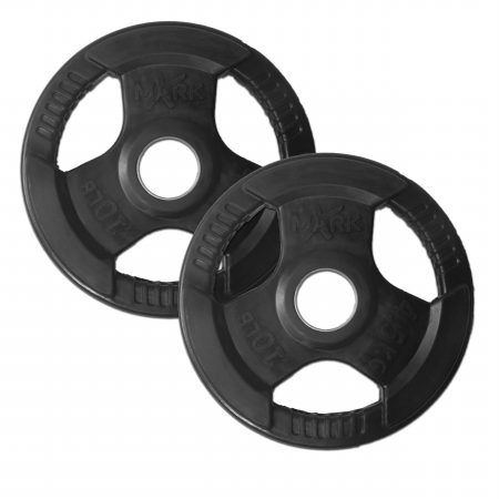 XMark Pair of 10 lb. Rubber Coated Tri-grip Olympic Plate Weights XM-3377-10-P