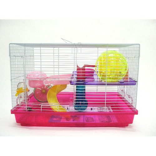 12 in. Clear Plastic Hamster-Mice Cage in Pink