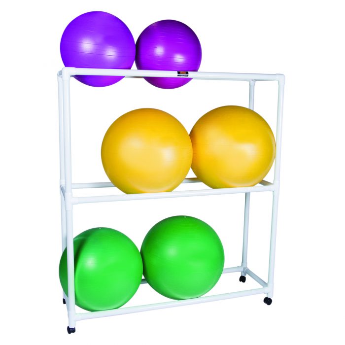 62 x 20 x 72 in. Inflatable Exercise Ball Accessory with PVC Mobile Floor Rack & 3 Shelf