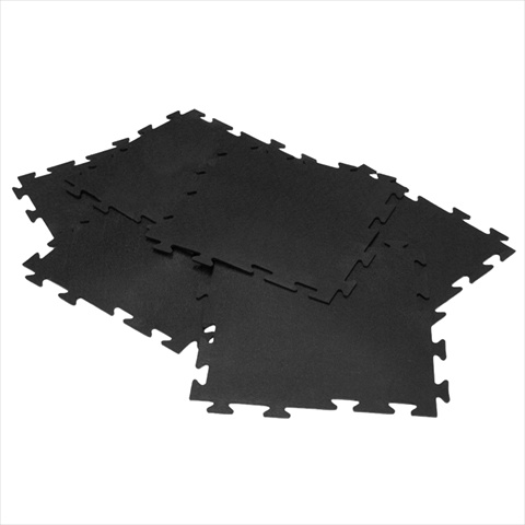 Rubber-Cal Armor-Lock Fitness Interlocking Gym Rubber Tiles - Black 8 Pack 20 x 20 x 0.38 in.