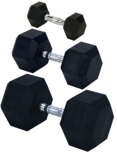Rubber Encased Solid Hex Dumbbell 85 lbs