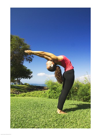 Side profile of a young woman exercising Maui Hawaii USA -18 x 24- Poster Print