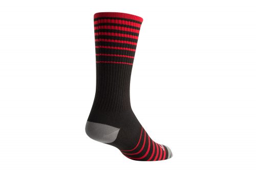 Sock Guy Cascade 8" Black Crew Socks - black/red, s/m