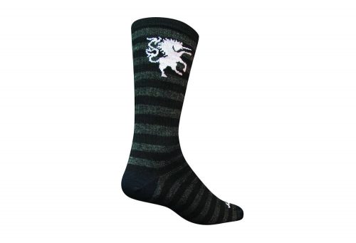 Sock Guy Medieval Unicorn 6" Wool Crew Socks - black/grey, l/xl