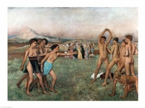 Young Spartans Exercising C.1860 Poster Print by Edgar Degas - 24 x 18 in.