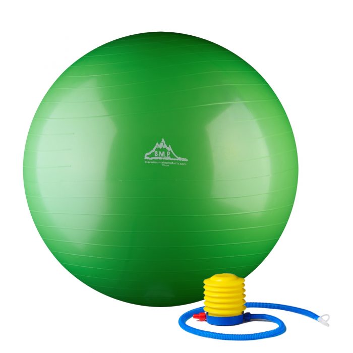 Black Mountain Products 55cm Green Gym Ball 55 cm Static Strength Exercise Stability Ball with Pump Green