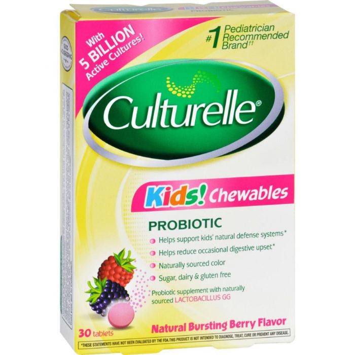 Culturelle HG1131622 Kids Chewables Probiotic Natural Bursting Berry - 30 Chewable Tablets