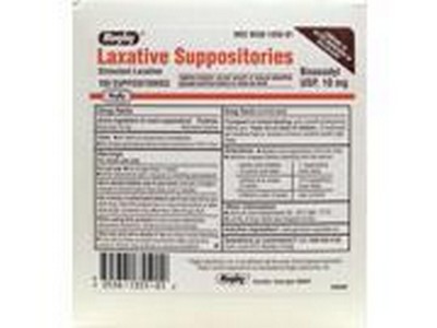 Merchandise 1893173 Rugby Bisacodyl - Laxative Suppositories 10 mg 100 Count